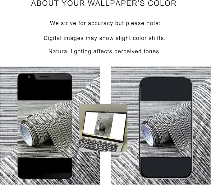 Grasscloth Textured Wallpaper Gray Peel and Stick 24inX393in Fabric Wall Paper