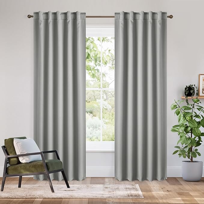 RYB HOME Bedroom Blackout Curtains 80 inches Long, 100% Blackout Thermal