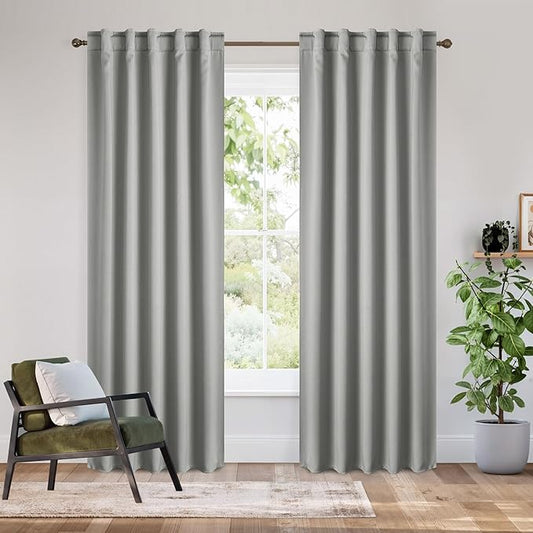 RYB HOME Bedroom Blackout Curtains 80 inches Long, 100% Blackout Thermal