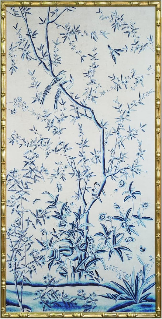 HongFengtang Chinoiserie Bamboo Wall Art Print, Hand Painted Style Vintage