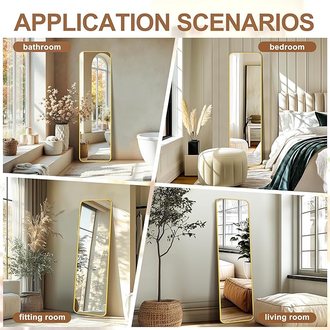 Delma Full Length Mirror, Wall Mounted, Freestanding or Leaning, Rounded