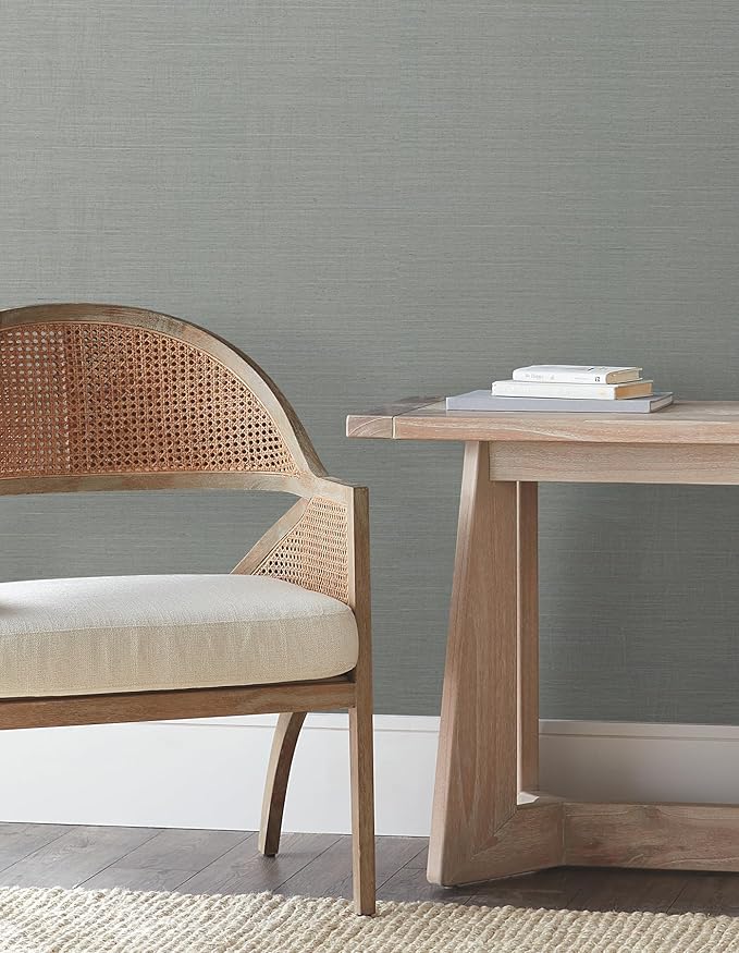 York Wallcoverings Natural Sisal Slate Peel and Stick Grasscloth Wallpaper