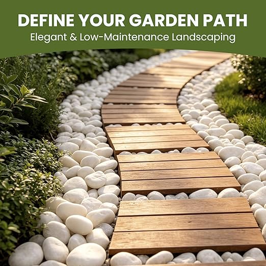 12 lbs White Rocks for Landscaping, 1-2 Inch Pebbles for Plants, Natural River Stones for Backyard, Flower Beds, Fish Tank, Vases, and Patio Decor