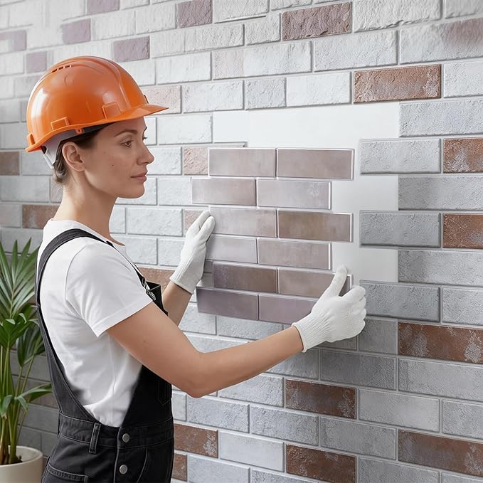 12PCS 3D Wall Panels Peel and Stick Foam Faux Brick Wall Panels, Self-Adhesive