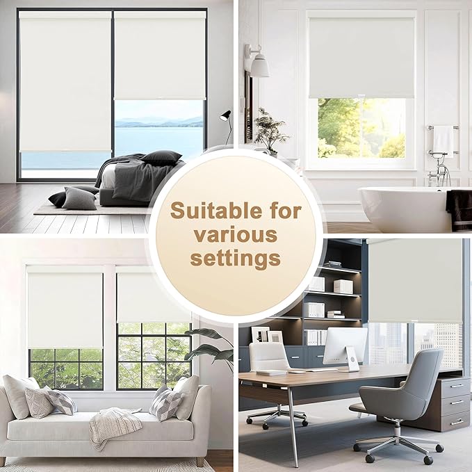 SUNOFF No Drill Tools Cordless Blackout Roller Shades Blinds