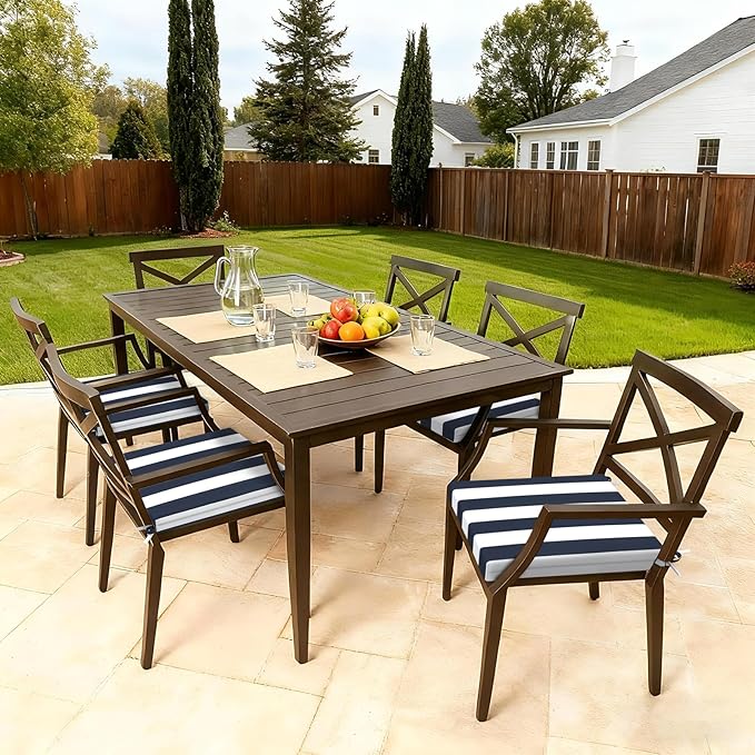 LVTXIII Outdoor Seat Cushions Set of 4 Square Corner Chair Cushions with Ties, Patio Chair Pads for Home Office and Patio Garden Furniture Decoration 19"x19"x2", Cabana Navy