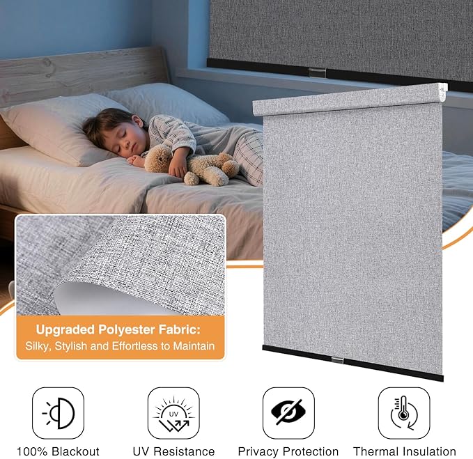 AOSKY No Drill Cordless Blackout Roller Shades