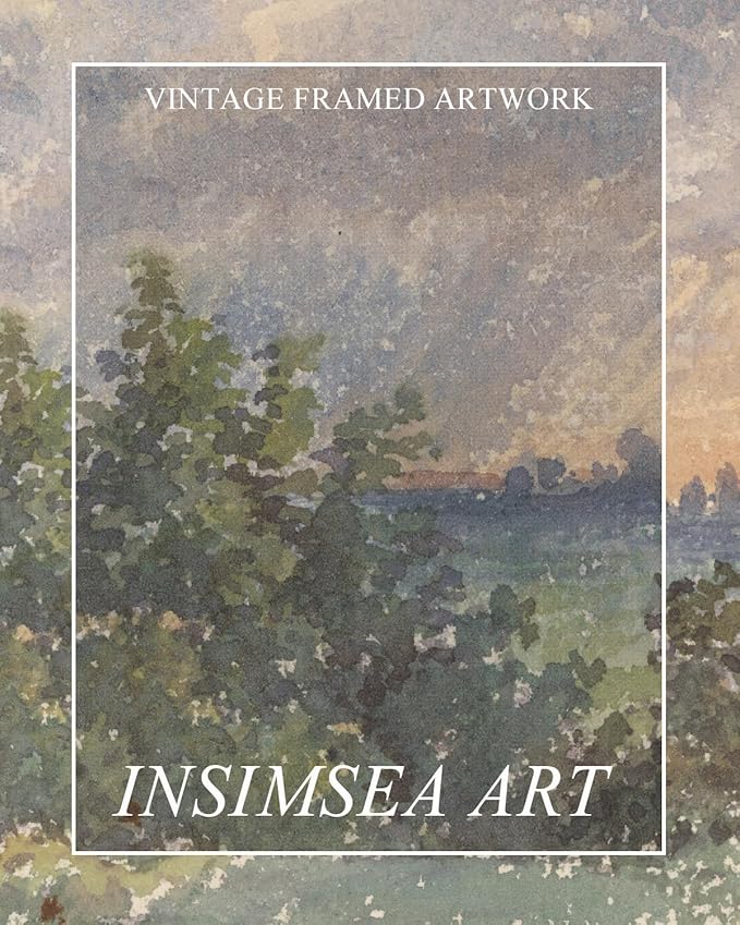 InSimSea Extra Large Framed Vintage Wall Art, Living Room Country Farmhouse Decor, Watercolor Cloud under Sky Landscape Canvas Prints, Scenery Long Picture for Bedroom Above of Bed,20x40inch