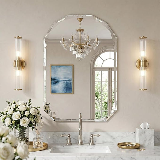 Suidia Bathroom Mirror, Frameless Bathroom Mirror
