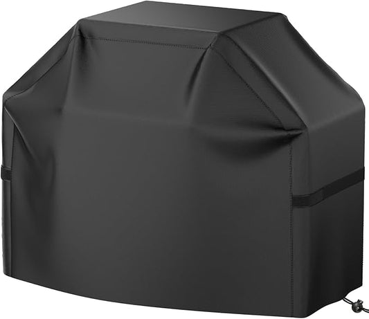 BBQ Grill Cover, Waterproof, Weather Resistant, Rip-Proof, Anti-UV, Fade Resistant, with Hook-and-Loop Straps, Gas Grill Cover for Most Grills, 55 inch, Black