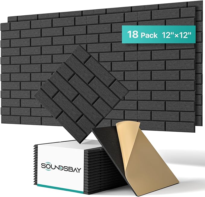 Soundproof Wall Panels Self-adhesive, Acoustic Panels 18 Pack Brick Wall Panels