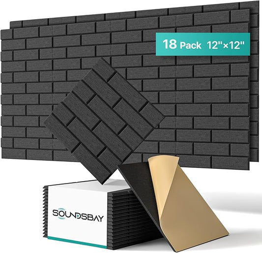 Soundproof Wall Panels Self-adhesive, Acoustic Panels 18 Pack Brick Wall Panels