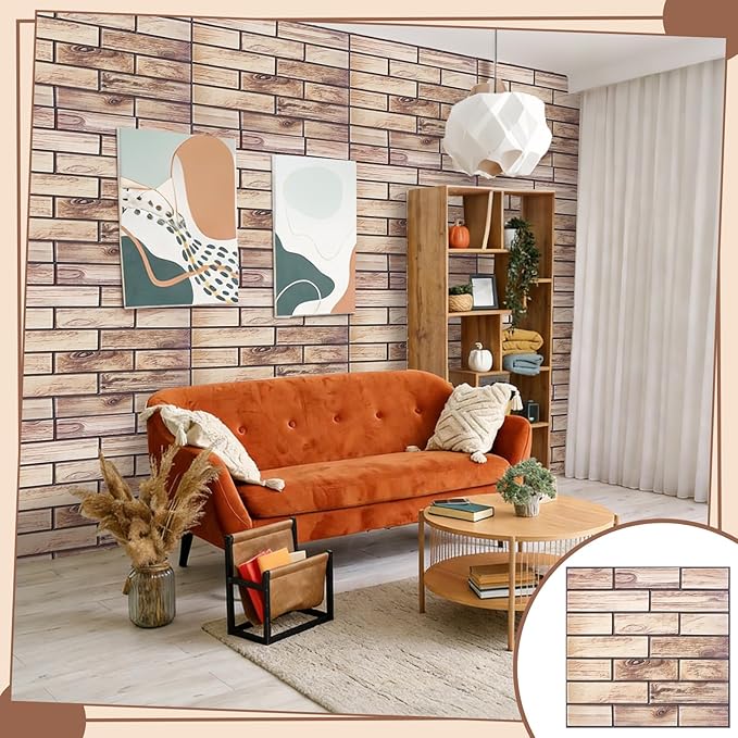 12PCS 3D Wall Panels Peel and Stick Foam Faux Brick Wall Panels, Self-Adhesive