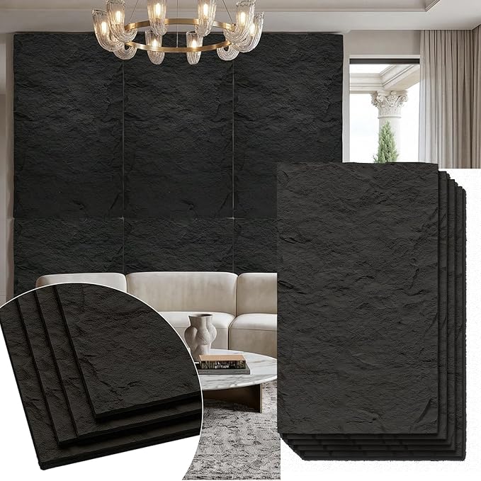 VooBang 4 Pack 3D Wall Panels, Lava Rock Molten Texture PU Wall Panels