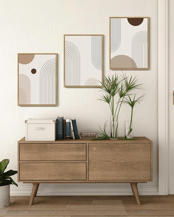 PHOPAGO Boho Wall Art Minimalist Bohemain Framed Wall Printing 11x14in Abstract
