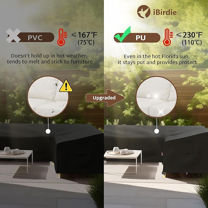 iBirdie Outdoor Patio Furniture Cover fit 104 x 83 inch, 103 x 80, 102 x 79 L-Shaped Sectional Sofa, Waterproof Weatherproof Heavy Duty 600D Garden Cover for Outside L Shape Couch
