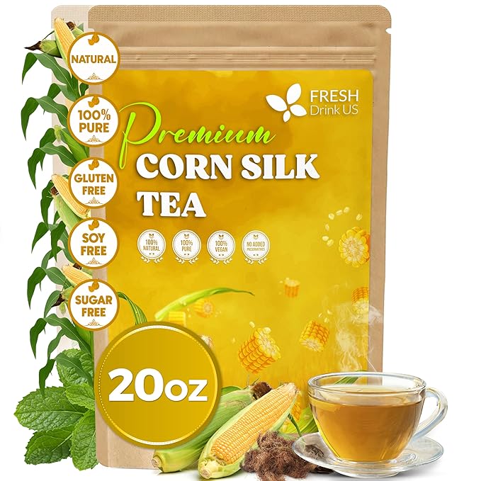 FreshDrinkUS, Dried Corn Silk 20oz | Premium Whole Corn Silk for Tea & Herbal Infusions | Naturally Air-Dried, Non-GMO, Caffeine-Free | Perfect for Daily Herbal Tea, DIY Blends & Natural Brewing
