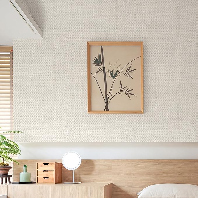 Rugreat Striped Grasscloth Wallpaper Peel and Stick Textured Grass Cloth