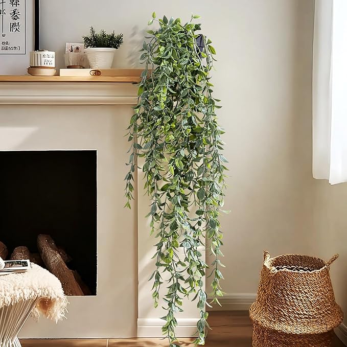 Artificial Hanging Plant 2 Pcs Faux Plant Ivy Vine Faux Eucalyptus Vines Fake
