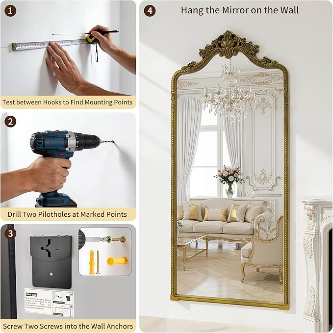 71"x32"Arched Full Length Floor Mirror, Full Body Mirrors
