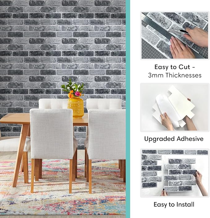Commomy 3D Peel and Stick Brick Tiles