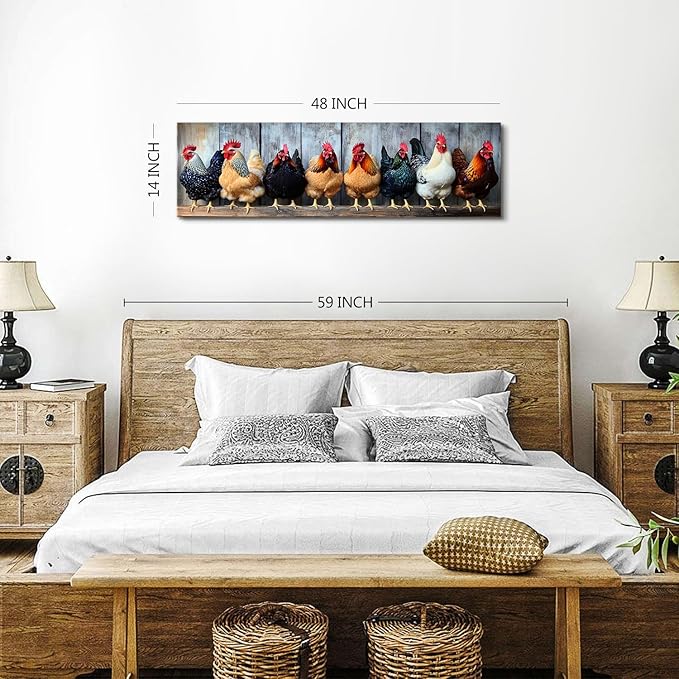 Large Farm Chicken Wall Art Rooster Kitchen Wall Decor Rustic Farmhouse Coop