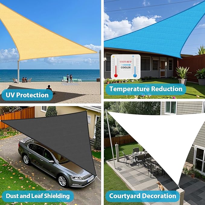 Amagenix Sun Shade Sail 17X17X17 Curved Edge Outdoor Shade Canopy Mocha Breathable 95% UV Block Shade Cloth for Patio Garden Backyard (We Make Custom Size)