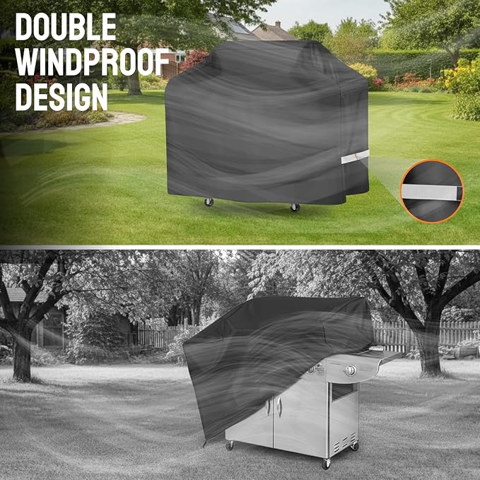Grill Cover - 52 Inch Heavy Duty BBQ Grill Cover for Outdoor Grill, Waterproof, UV, Fade & Tear Resistant, Gas Grill Cover for Weber Charbroil Genesis Nexgrill and More