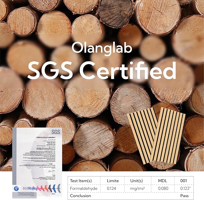Olanglab Wood Slat Wall Panels 4 Pack, Acoustic Wall Panels, 47.24'' x 23.62"