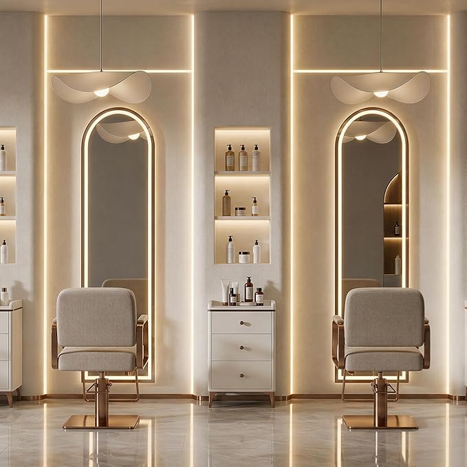 Full Length Mirror with LED Lights, Free Standing Floor Mirrors, Lighted Full