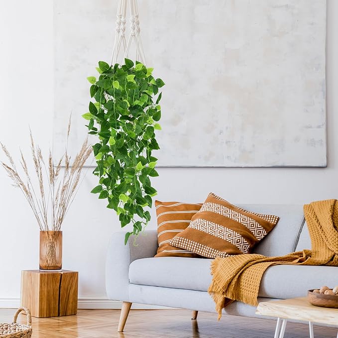 CEWOR 4pcs Artificial Hanging Plants 2.9ft Fake Ivy Vine Fake Ivy Leaves