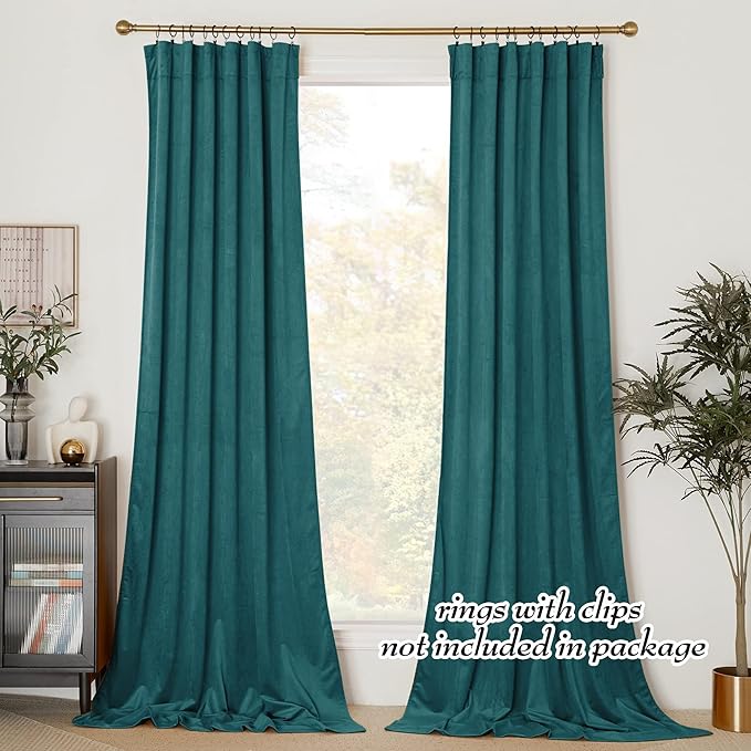 NICETOWN Thick Teal Velvet Curtains