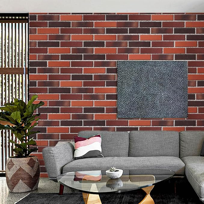 76pcs Red Thin Brick Veneers, Curlable Red Brick Tiles, DIY Accent Walls