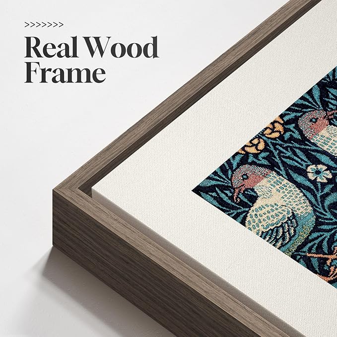 Framed William Morris Wall Art for Living Room, 5 Piece Large Vintage Blue