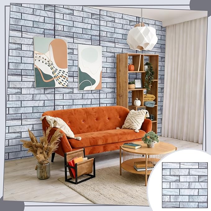 12PCS 3D Wall Panels Peel and Stick Foam Faux Brick Wall Panels, Self-Adhesive