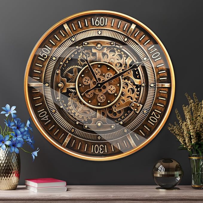 24 Inch Real Moving Gears Wall Clock