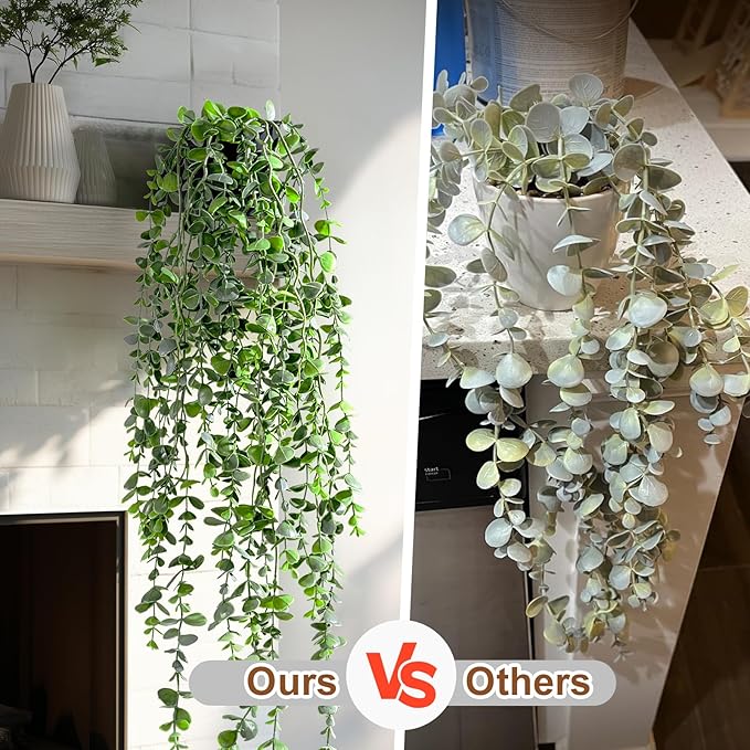 Artificial Hanging Plant 2 Pcs Faux Plant Ivy Vine Faux Eucalyptus Vines Fake