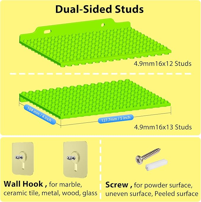 12 Wall Display Shelf for Lego Bricks, 4x5 inch Dual-Sided Floating Shelves