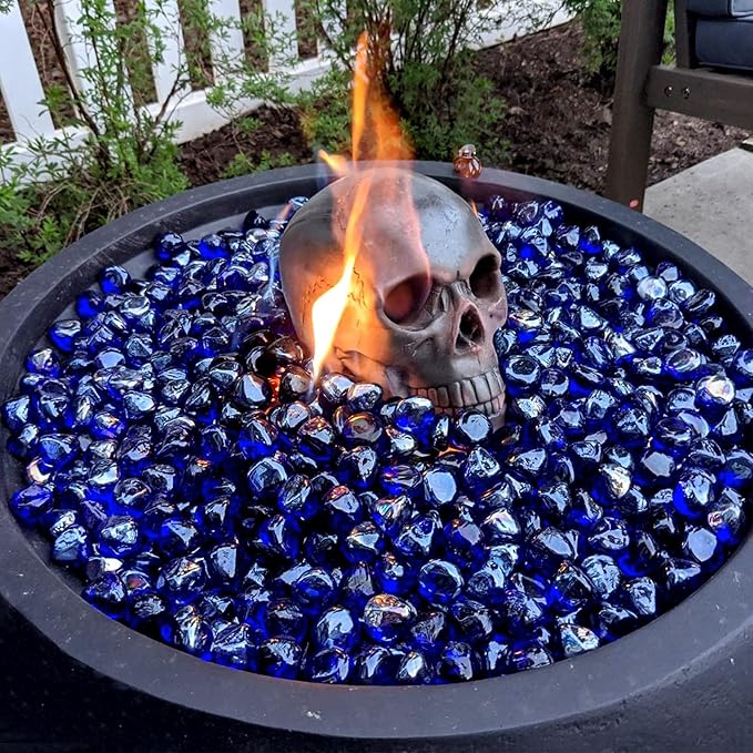 Mr. Fireglass Cobalt Blue Fire Glass Diamonds, 1 Inch Reflective Tempered Fire Glass Rocks for Outdoor Fire Pit, Fireplace and Fire Pit Table, 20 Pounds (Pack of 2)