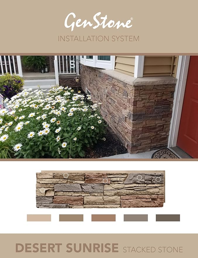 GenStone Faux Stacked Stone Sample 12" x 12" in Desert Sunrise Color