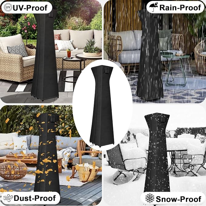 OutdoorLines Waterproof Outdoor Patio Heater Covers with Zipper and Storage Bag, Dust-Proof UV-Resistant Windproof Propane Heavy Duty Heater Cover for Standing Heater, 2 Packs-90Hx23Lx23W inch Black