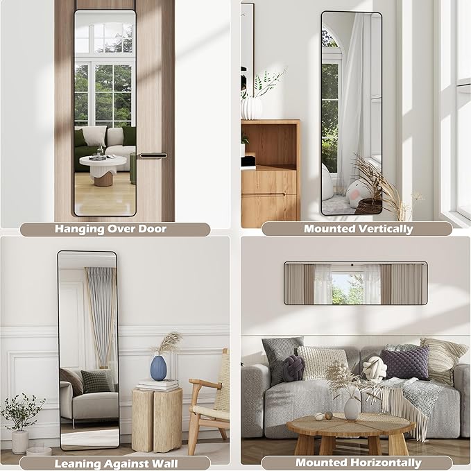 Full Length Door Mirror 14x48, Metal Frame