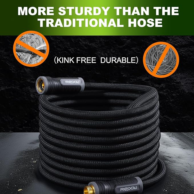 Relxitl Garden Hose 10FT, Flexible Water Hose, Ultra Lightweight Non-Expanding hose, Leak proof, Pressure Resistant for Yard, Outdoor (Black, 10FT)