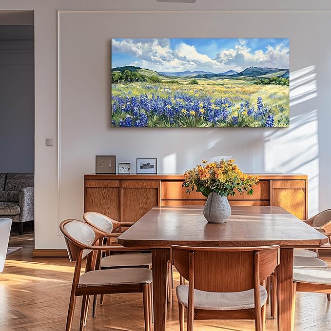 SERIMINO Nature Landscape Wall Art, Wilderness Meadow Wildflower Large Artwork, Rural Scenic Canvas Art Prints, Bright Natural Scenery Pictures Wall Decor Living Room Bedroom Rustic Farmhouse 24"X48"