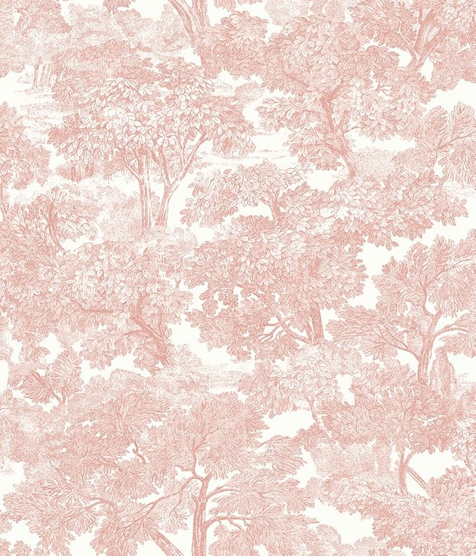 Chesapeake, Spinney Rose Toile Wallpaper, Pre-Pasted, 20.5-in x 33-ft