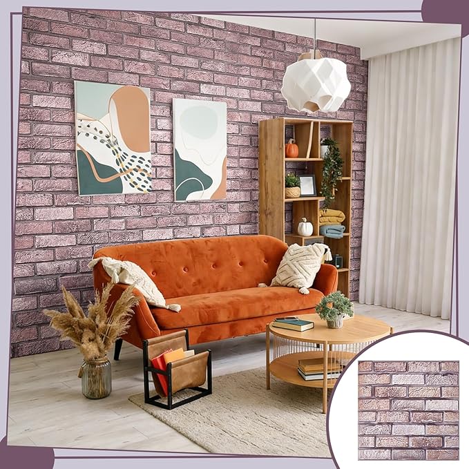 12PCS 3D Wall Panels Peel and Stick Foam Faux Brick Wall Panels, Self-Adhesive