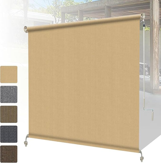 Shade&Beyond Outdoor Roller Shades 4' W x 8' H Cordless Patio Roll Up Blinds