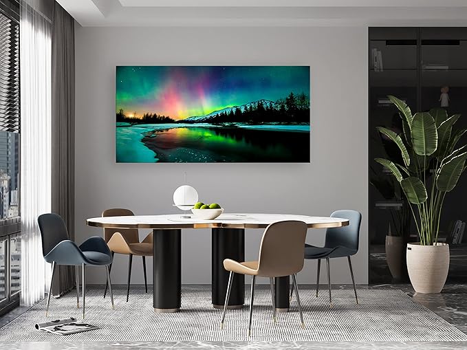 S01962 Wall Art Aurora scenery Painting on Canvas Stretched and Framed Canvas