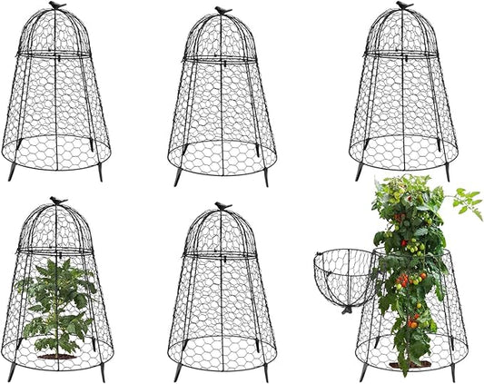 COATTOA Plant Protector Chicken Wire Cloche 6 PCS, Plant Protectors from Animals, 18.7Ã12 Inch Large Garden Cloches for Plants, Sturdy 2-in-1 Cloche Dome for Plants, Plant Protectors for Easy Pruning