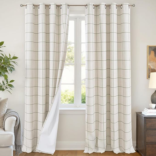 Lajode Plaid Curtains Pattern Printed 90 Inches Long